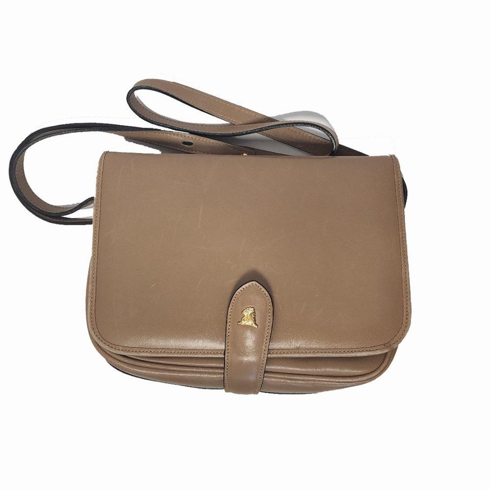 Vintage Mark Cross Collection Shoulder Purse Beige Genuine Italian Leather